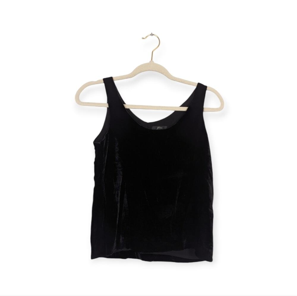 J. Crew Black Ultra Luxe Velvet Sleeveless Scoop Neck Tank Top